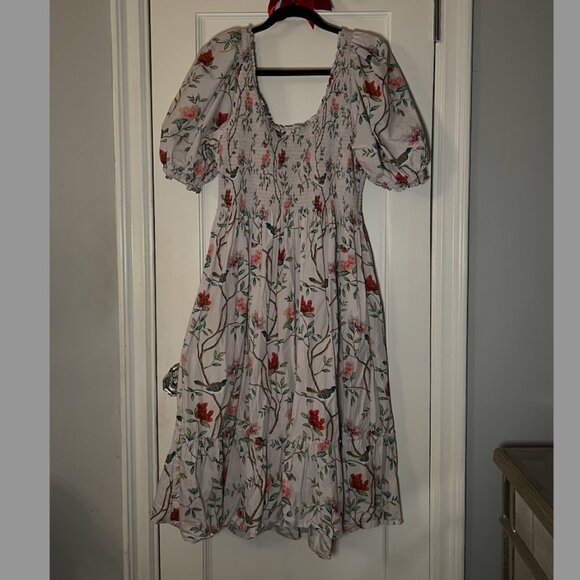HILL HOUSE LIMITED EDITION DIANE HILL FLORAL CHINOISERIE LOUISA NAP DRESS MIDI - Picture 5 of 13